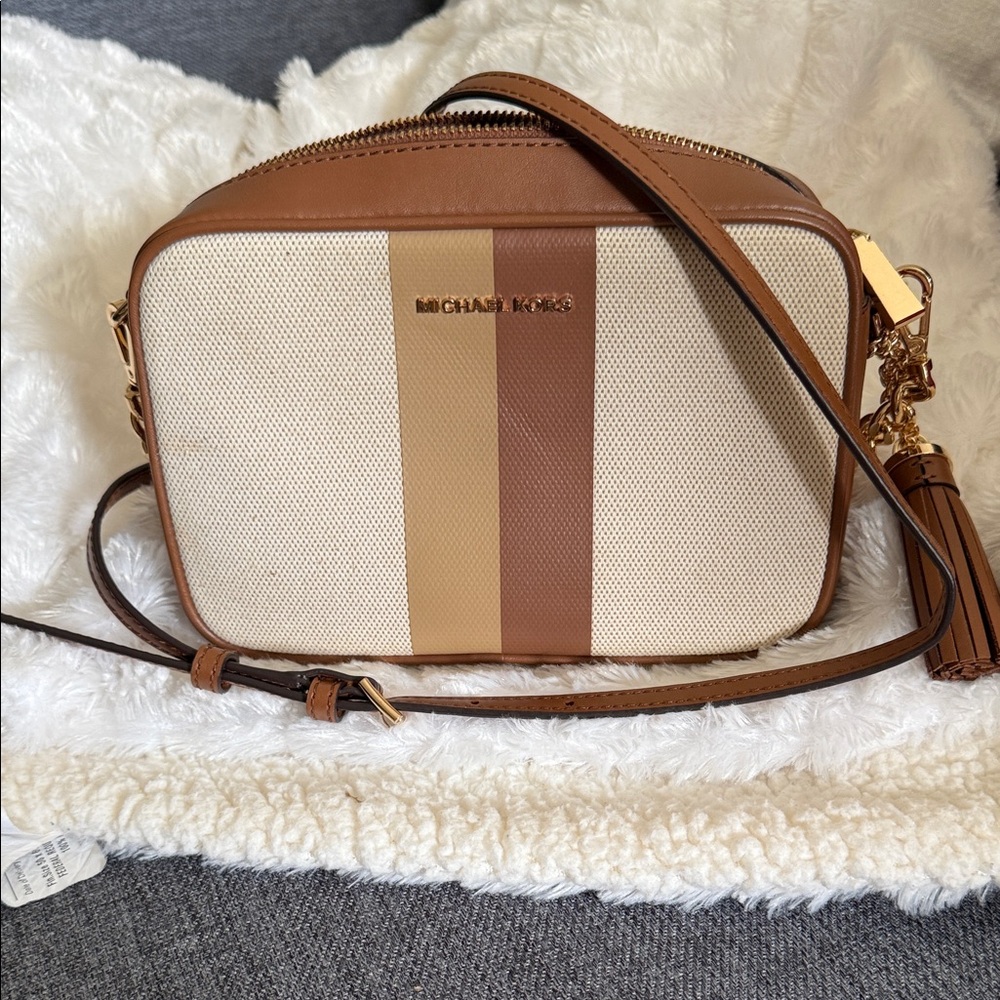 Michael Kors Tan and Cream Crossbody Bag